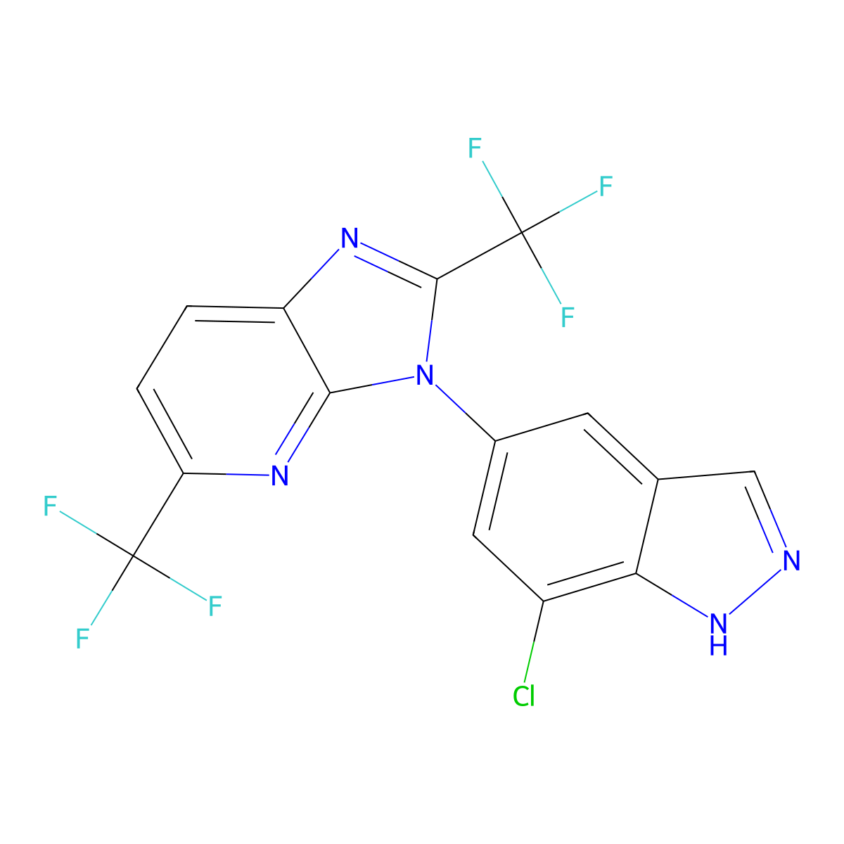 3-(7-Chloro-1H-indazol-5-YL)-2,5-bis(trifluoromethyl)-3H-imidazo[4,5-B]pyridine molecular structure, CAS 2034182-75-5