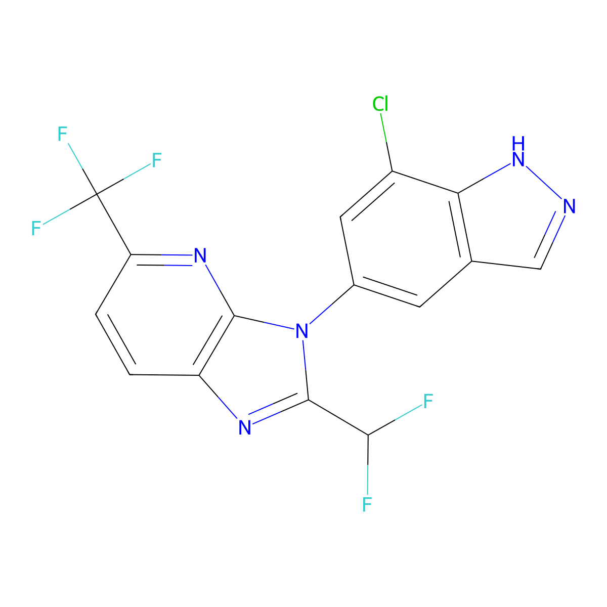 3-(7-Chloro-1H-indazol-5-yl)-2-(difluoromethyl)-5-(trifluoromethyl)-3H-imidazo[4,5-b]pyridine molecular structure, CAS 2034182-82-4