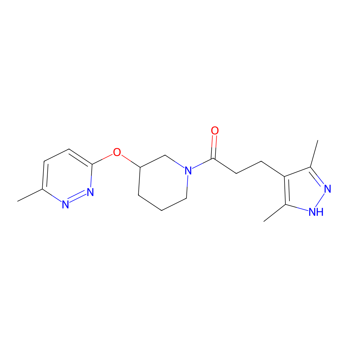 3-(3,5-dimethyl-1H-pyrazol-4-yl)-1-{3-[(6-methylpyridazin-3-yl)oxy]piperidin-1-yl}propan-1-one molecular structure, CAS 2034200-66-1