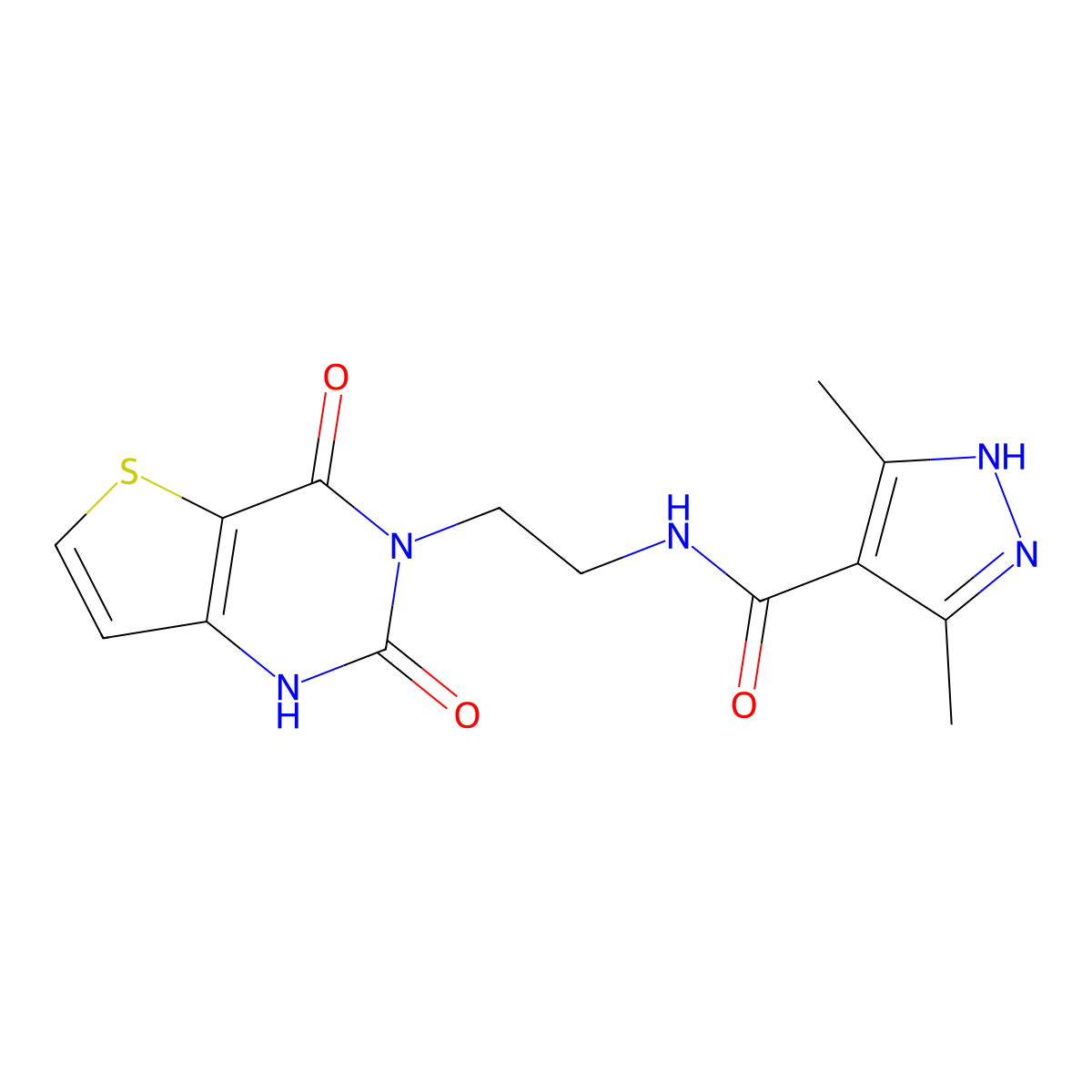 N-(2-(2,4-dioxo-1,2-dihydrothieno[3,2-d]pyrimidin-3(4H)-yl)ethyl)-3,5-dimethyl-1H-pyrazole-4-carboxamide molecular structure, CAS 2034200-75-2