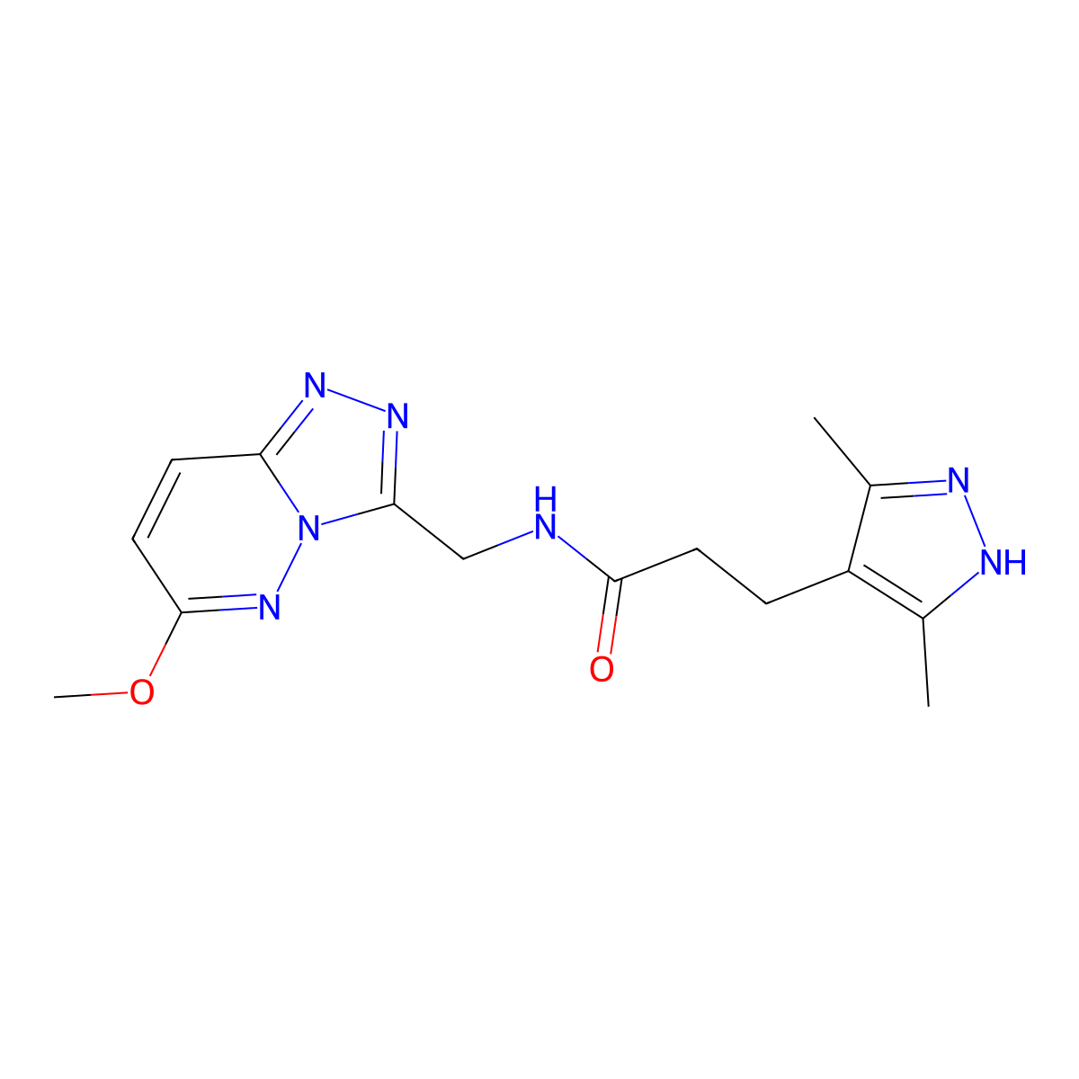 3-(3,5-dimethyl-1H-pyrazol-4-yl)-N-({6-methoxy-[1,2,4]triazolo[4,3-b]pyridazin-3-yl}methyl)propanamide molecular structure, CAS 2034200-80-9