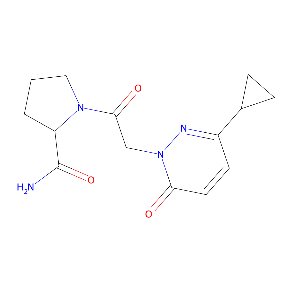 1-(2-(3-cyclopropyl-6-oxopyridazin-1(6H)-yl)acetyl)pyrrolidine-2-carboxamide molecular structure, CAS 2034200-88-7