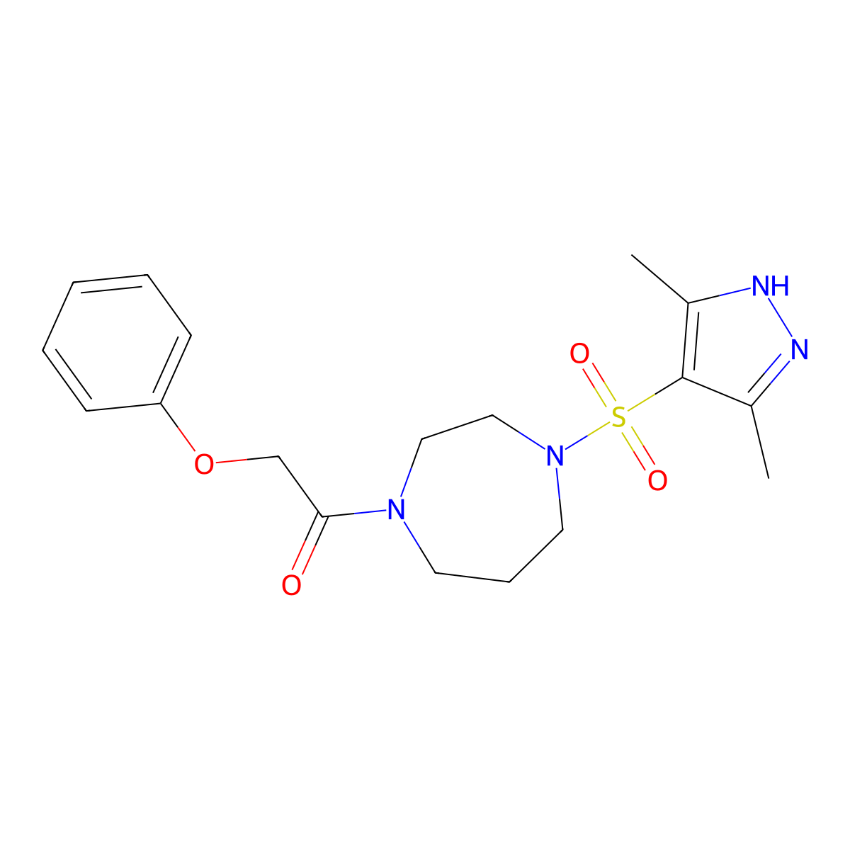 1-[4-[(3,5-Dimethyl-1H-pyrazol-4-yl)sulfonyl]-1,4-diazepan-1-yl]-2-phenoxyethanone molecular structure, CAS 2034200-90-1