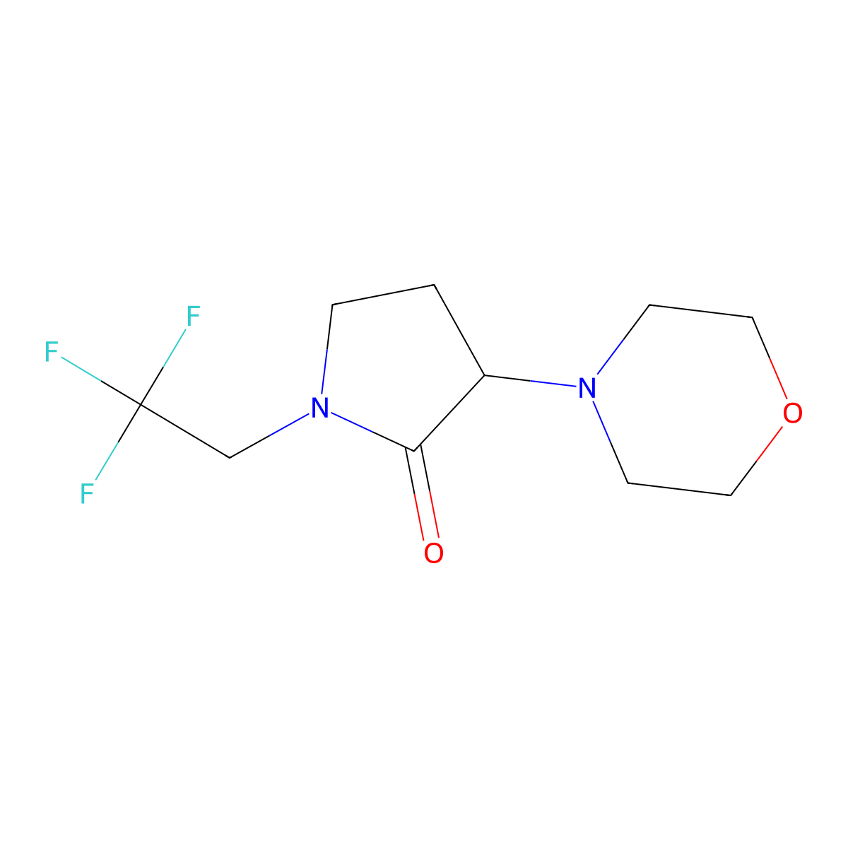 3-Morpholino-1-(2,2,2-trifluoroethyl)pyrrolidin-2-one molecular structure, CAS 2034201-11-9