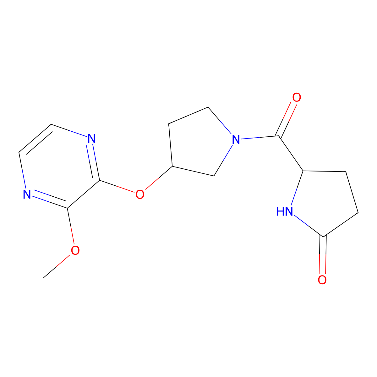 5-(3-((3-Methoxypyrazin-2-yl)oxy)pyrrolidine-1-carbonyl)pyrrolidin-2-one molecular structure, CAS 2034201-21-1