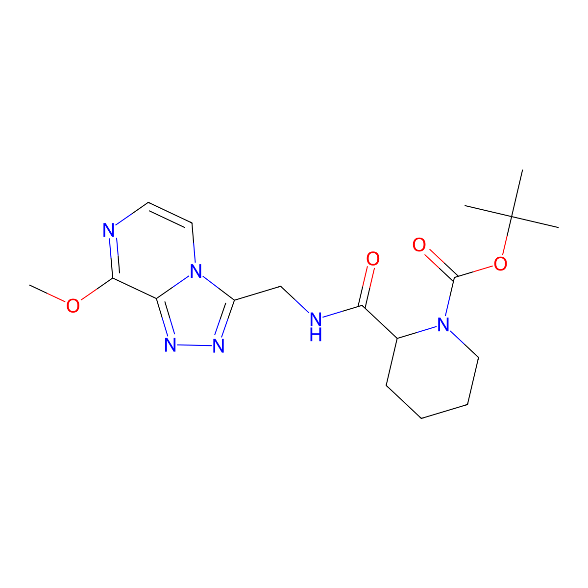 Tert-butyl 2-(((8-methoxy-[1,2,4]triazolo[4,3-a]pyrazin-3-yl)methyl)carbamoyl)piperidine-1-carboxylate molecular structure, CAS 2034201-22-2