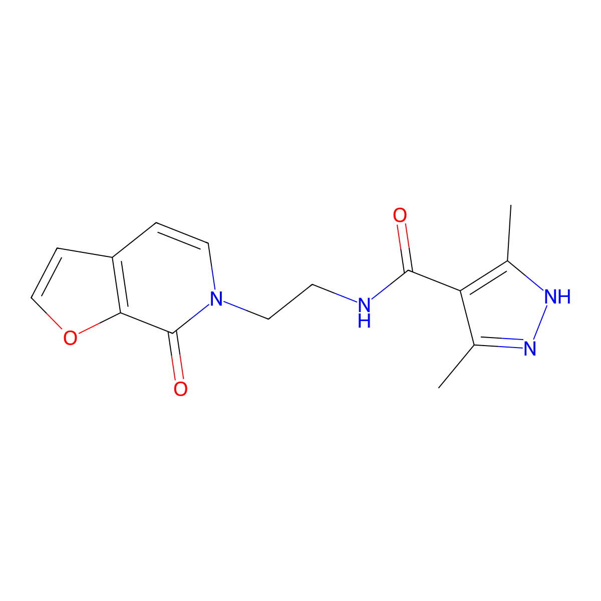3,5-dimethyl-N-(2-(7-oxofuro[2,3-c]pyridin-6(7H)-yl)ethyl)-1H-pyrazole-4-carboxamide molecular structure, CAS 2034201-29-9