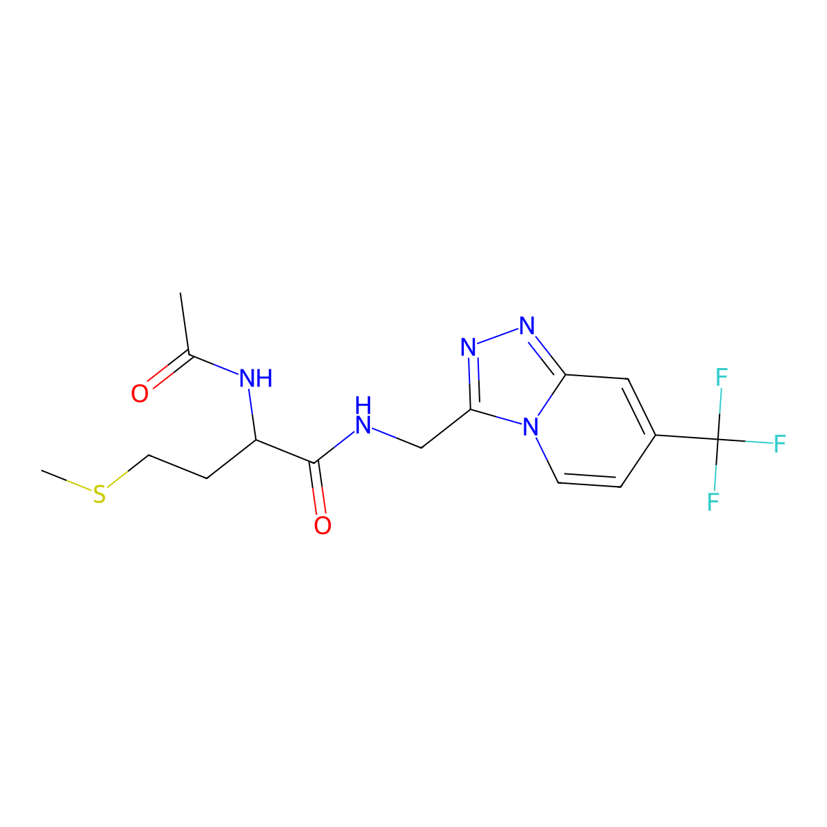 2-acetamido-4-(methylthio)-N-((7-(trifluoromethyl)-[1,2,4]triazolo[4,3-a]pyridin-3-yl)methyl)butanamide molecular structure, CAS 2034201-32-4