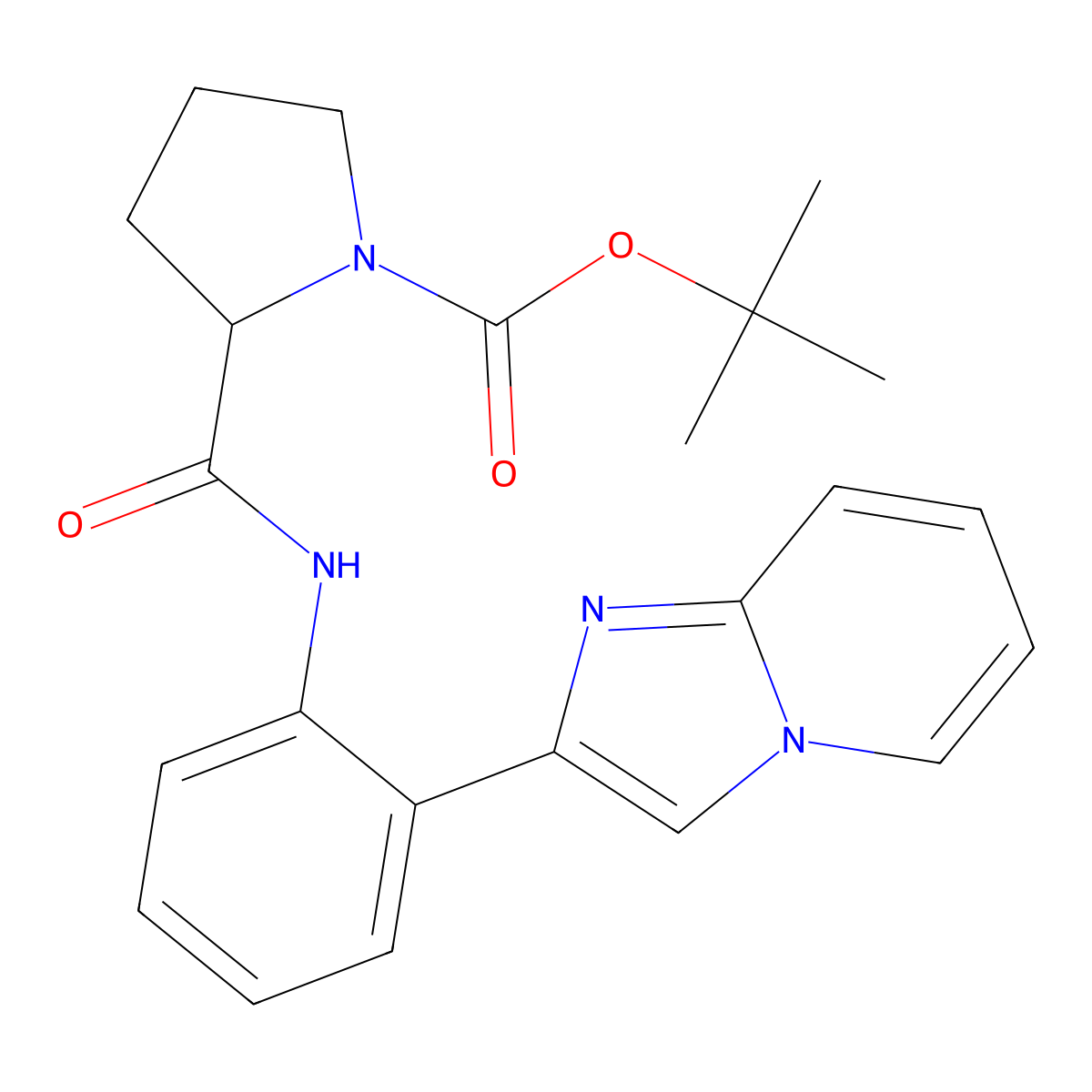 Tert-butyl 2-[(2-{imidazo[1,2-a]pyridin-2-yl}phenyl)carbamoyl]pyrrolidine-1-carboxylate molecular structure, CAS 2034201-33-5