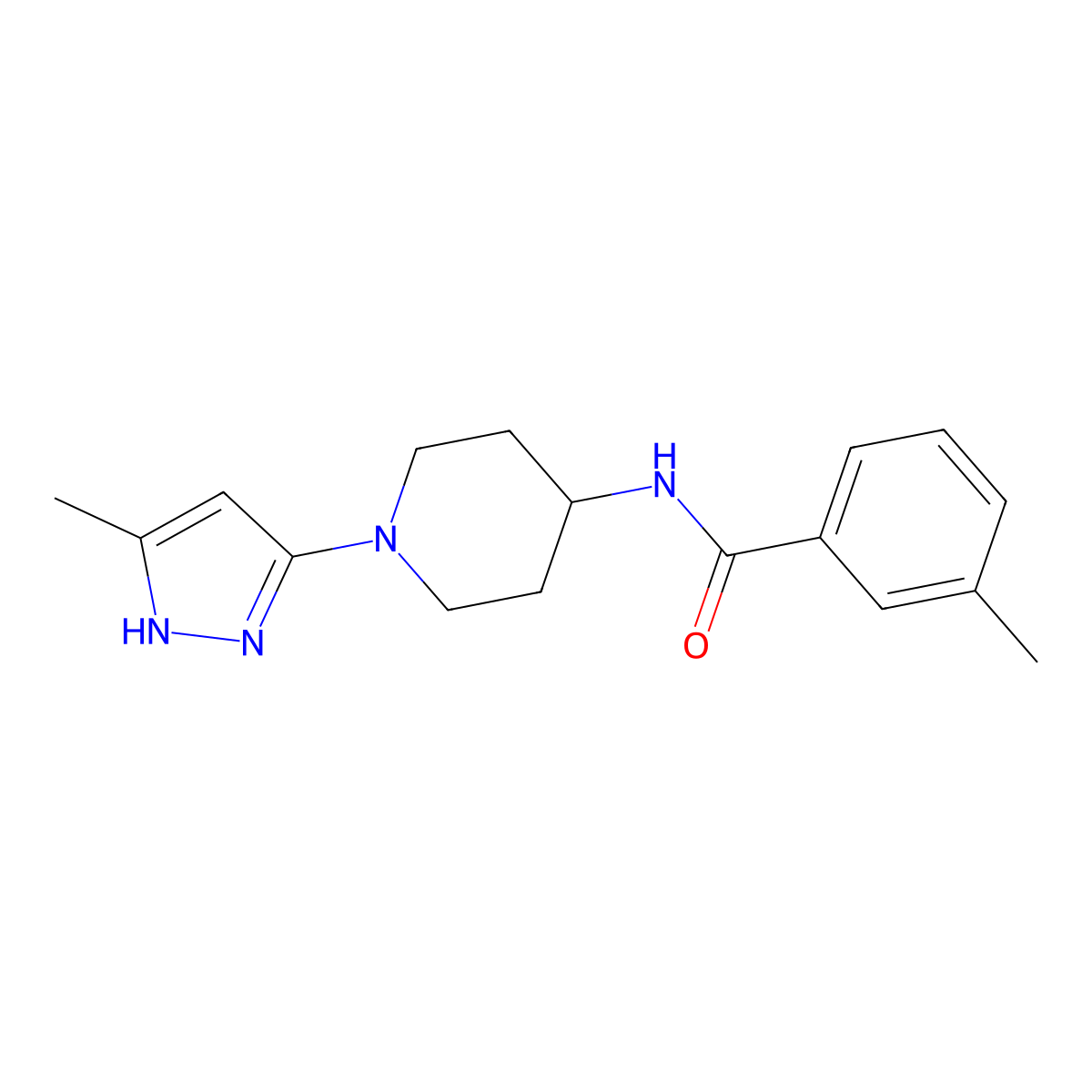 3-methyl-N-[1-(5-methyl-1H-pyrazol-3-yl)piperidin-4-yl]benzamide molecular structure, CAS 2034201-47-1