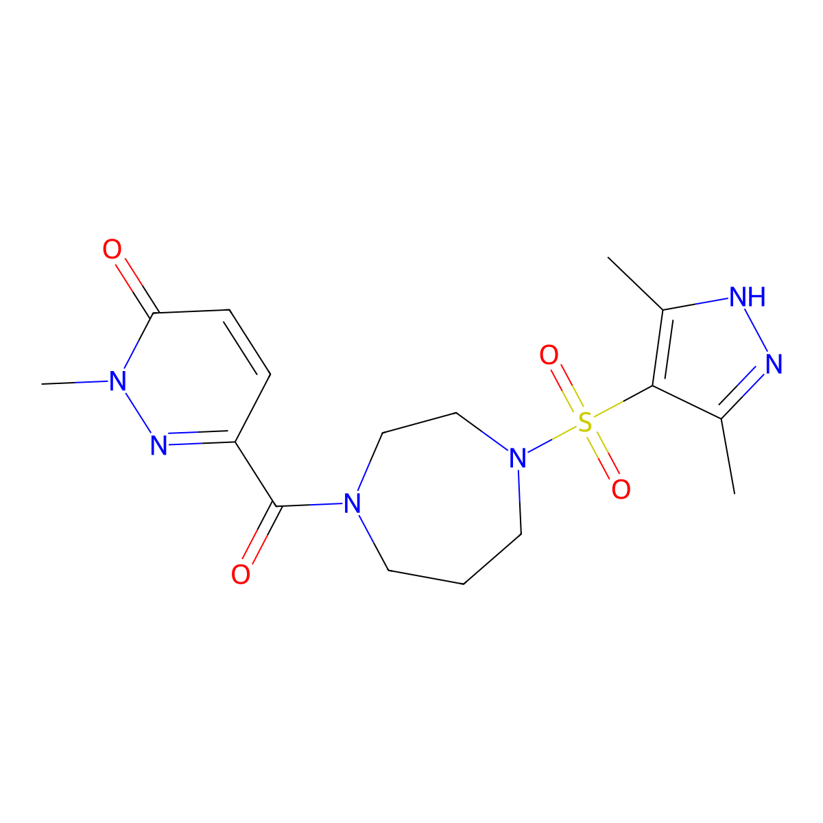 6-(4-((3,5-dimethyl-1H-pyrazol-4-yl)sulfonyl)-1,4-diazepane-1-carbonyl)-2-methylpyridazin-3(2H)-one molecular structure, CAS 2034201-52-8