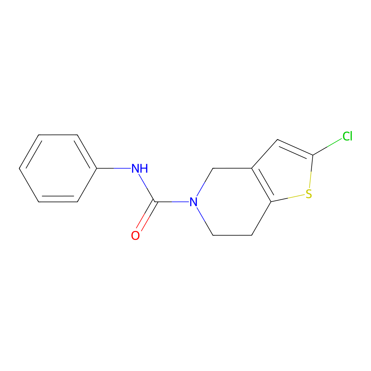 2-chloro-N-phenyl-6,7-dihydrothieno[3,2-c]pyridine-5(4H)-carboxamide molecular structure, CAS 2034201-65-3