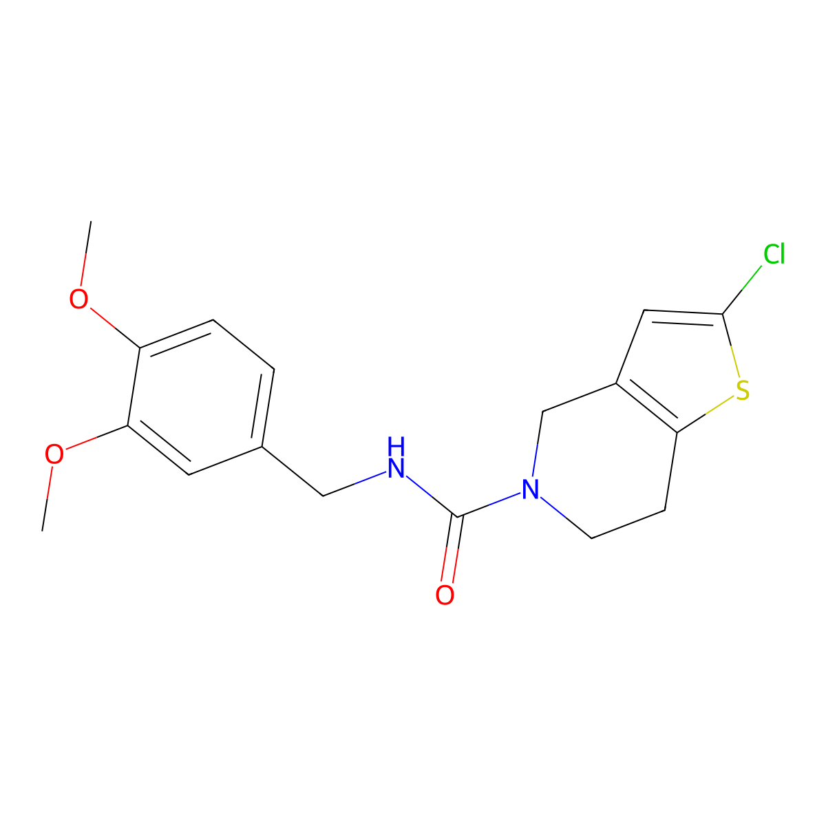 2-chloro-N-(3,4-dimethoxybenzyl)-6,7-dihydrothieno[3,2-c]pyridine-5(4H)-carboxamide molecular structure, CAS 2034201-72-2