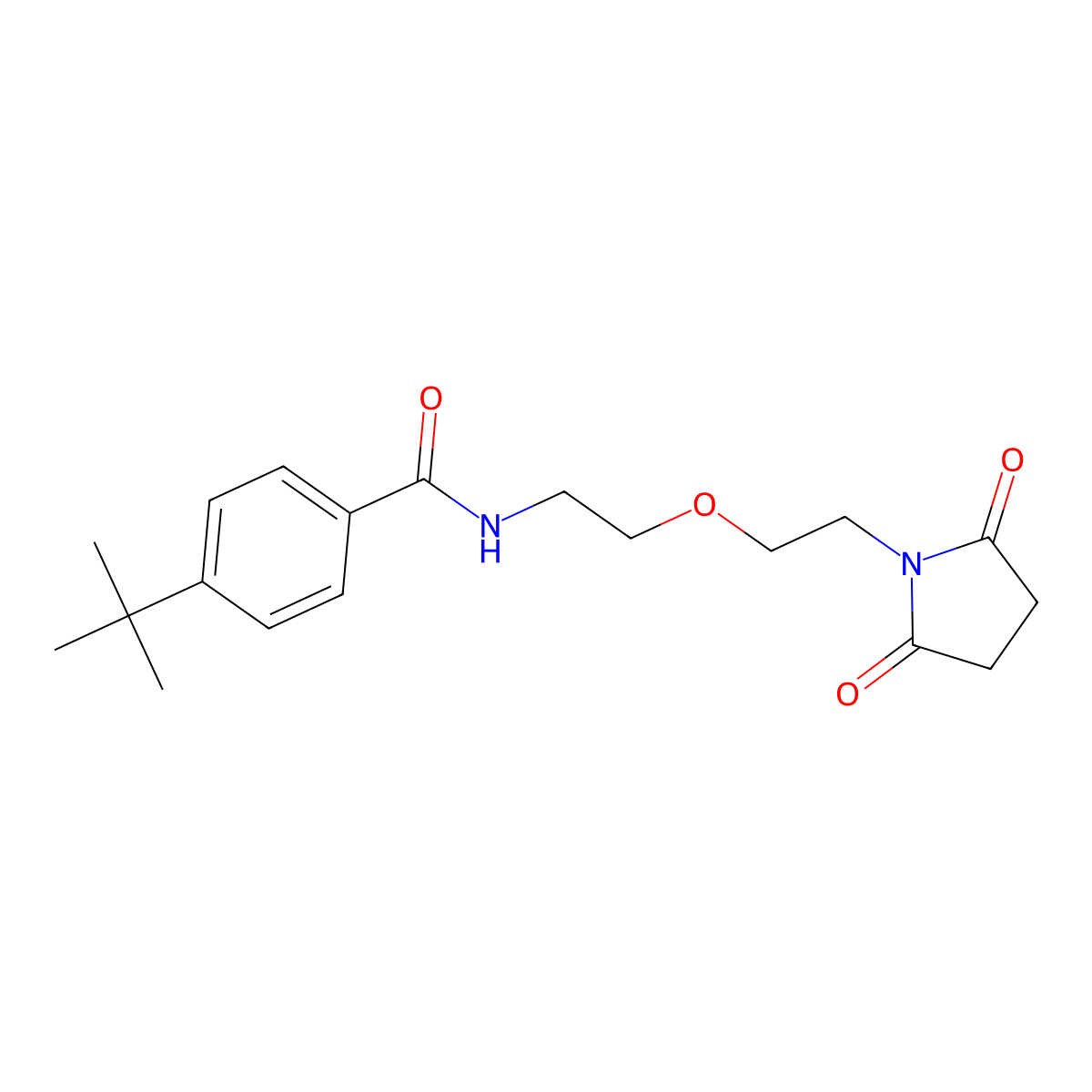4-(tert-butyl)-N-(2-(2-(2,5-dioxopyrrolidin-1-yl)ethoxy)ethyl)benzamide molecular structure, CAS 2034201-79-9