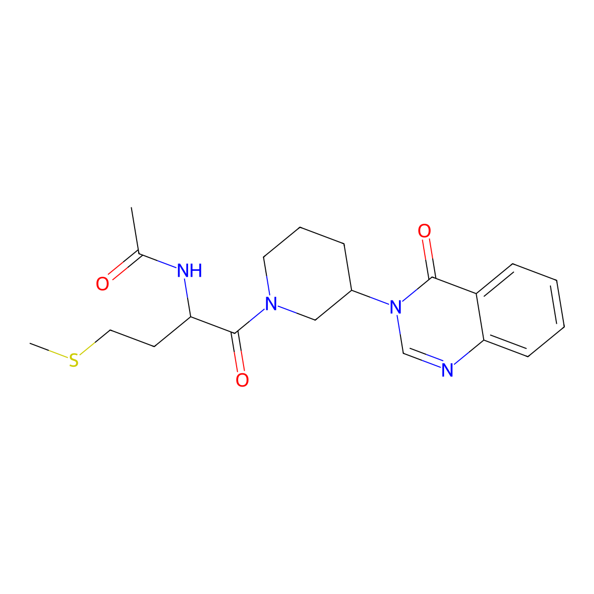 N-(4-(methylthio)-1-oxo-1-(3-(4-oxoquinazolin-3(4H)-yl)piperidin-1-yl)butan-2-yl)acetamide molecular structure, CAS 2034201-87-9