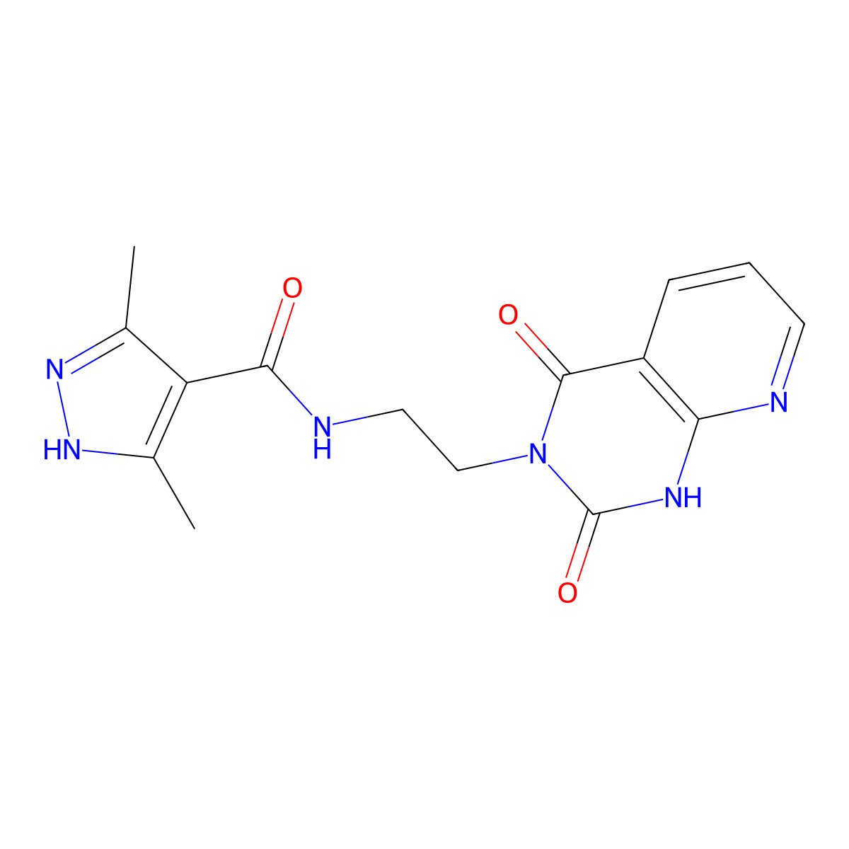 N-(2-(2,4-dioxo-1,2-dihydropyrido[2,3-d]pyrimidin-3(4H)-yl)ethyl)-3,5-dimethyl-1H-pyrazole-4-carboxamide molecular structure, CAS 2034201-90-4