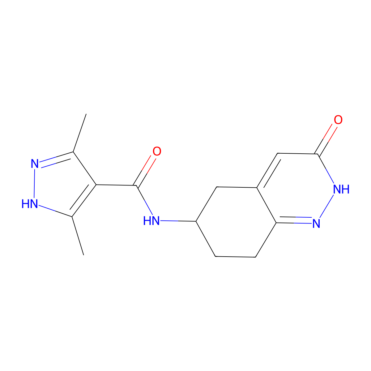 3,5-dimethyl-N-(3-oxo-2,3,5,6,7,8-hexahydrocinnolin-6-yl)-1H-pyrazole-4-carboxamide molecular structure, CAS 2034202-03-2