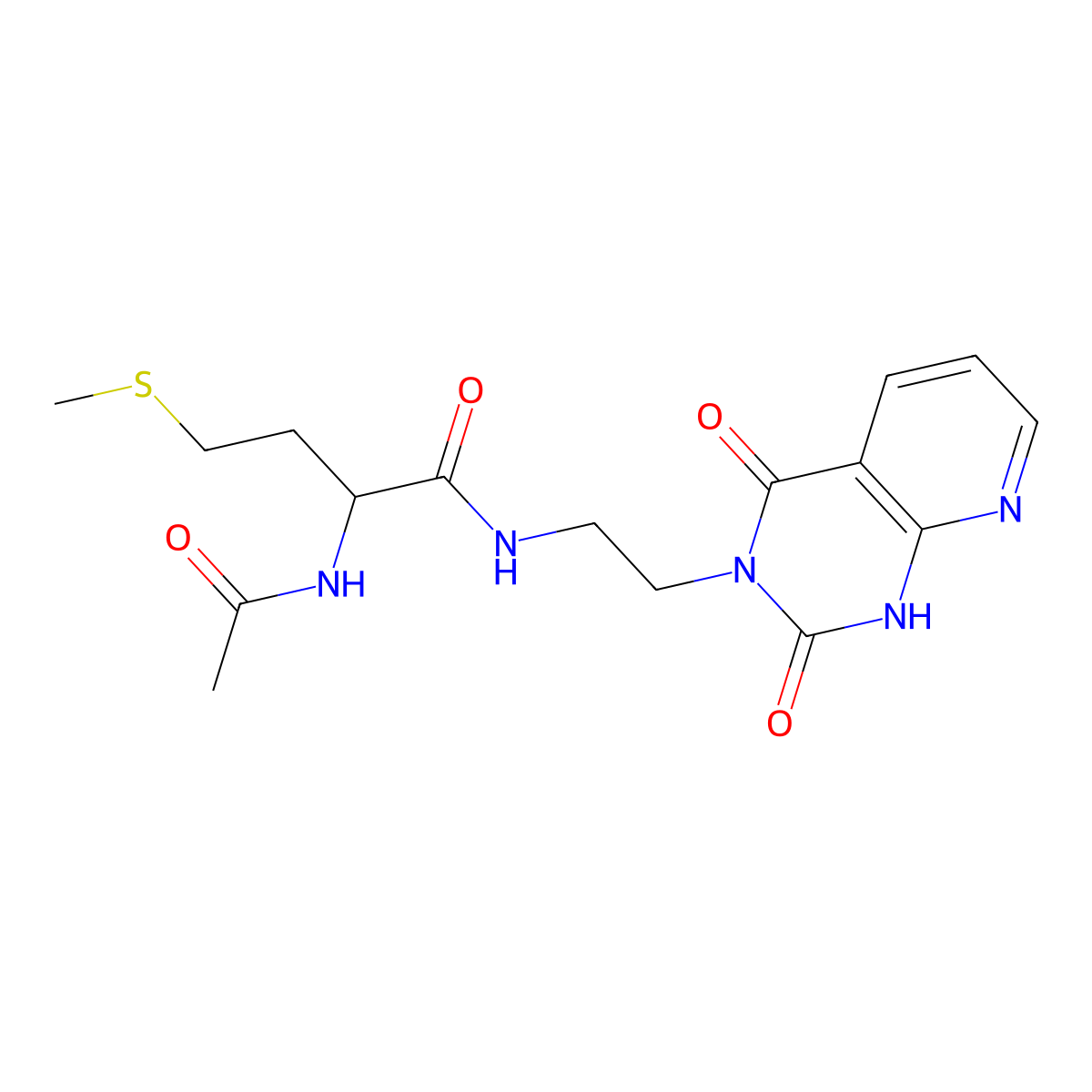 2-acetamido-N-(2-(2,4-dioxo-1,2-dihydropyrido[2,3-d]pyrimidin-3(4H)-yl)ethyl)-4-(methylthio)butanamide molecular structure, CAS 2034202-08-7