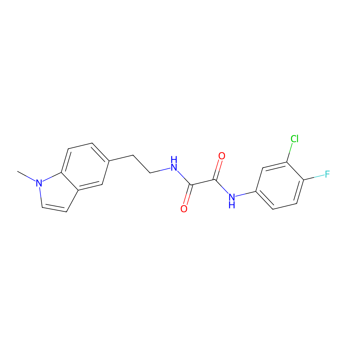 N1-(3-chloro-4-fluorophenyl)-N2-(2-(1-methyl-1H-indol-5-yl)ethyl)oxalamide molecular structure, CAS 2034202-12-3