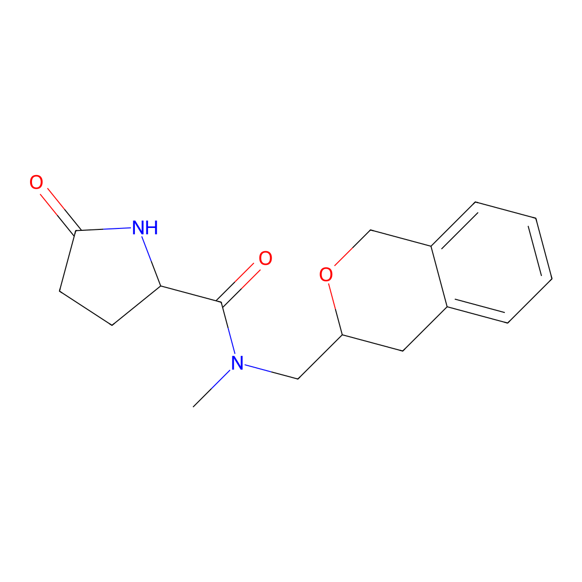 N-(isochroman-3-ylmethyl)-N-methyl-5-oxopyrrolidine-2-carboxamide molecular structure, CAS 2034202-19-0
