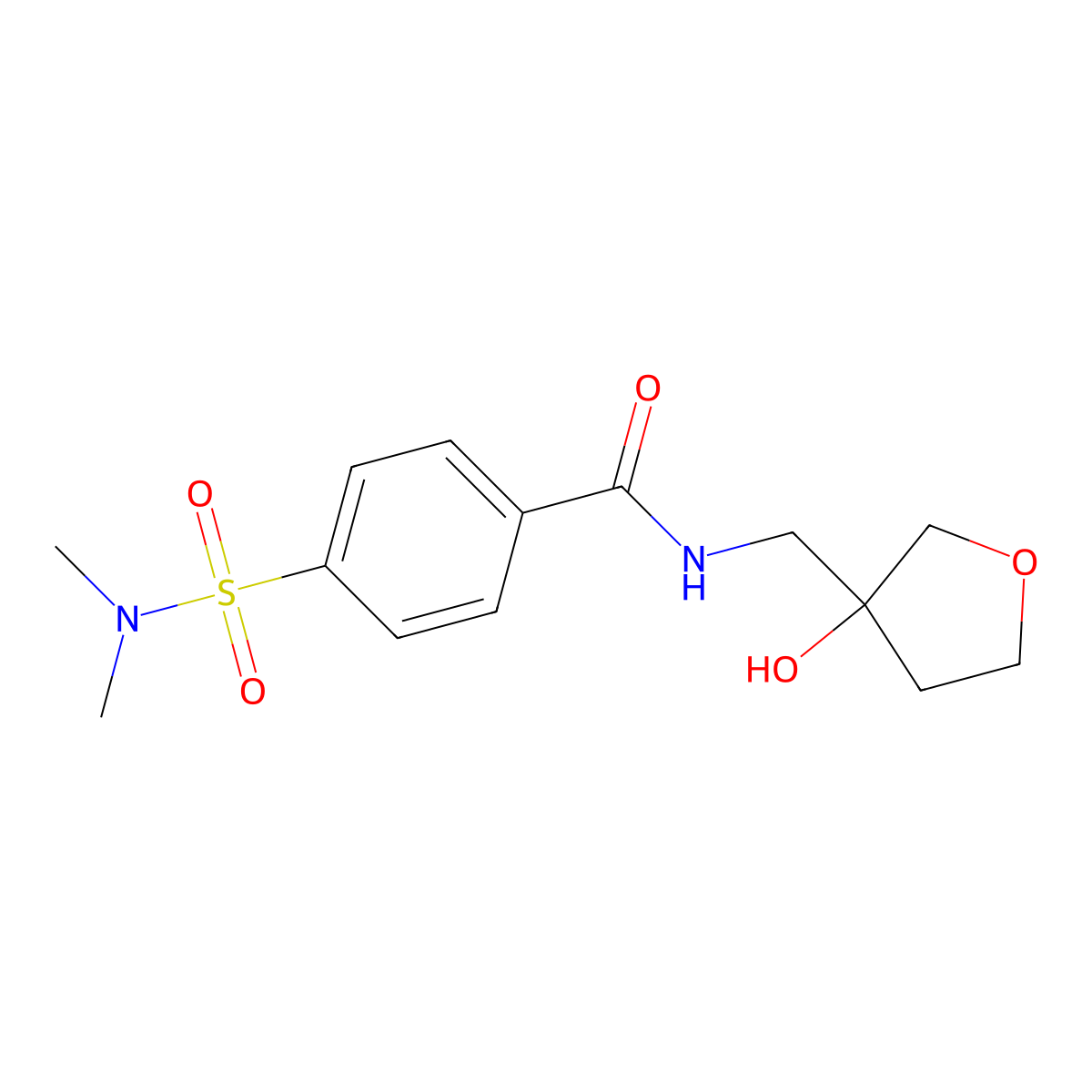 4-(dimethylsulfamoyl)-N-[(3-hydroxyoxolan-3-yl)methyl]benzamide molecular structure, CAS 2034202-23-6