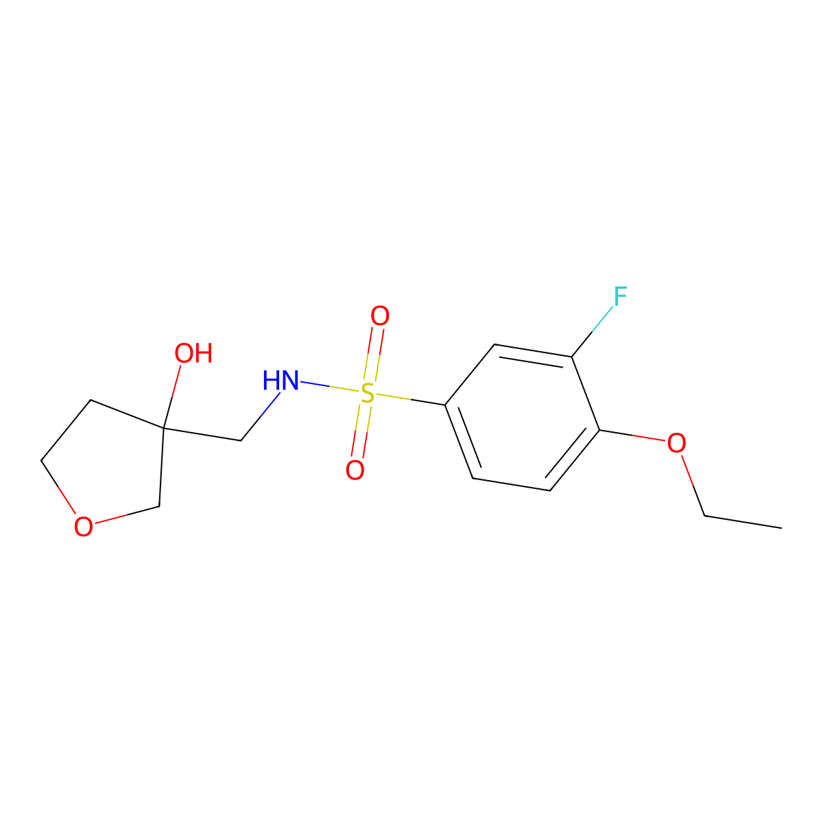 4-ethoxy-3-fluoro-N-((3-hydroxytetrahydrofuran-3-yl)methyl)benzenesulfonamide molecular structure, CAS 2034202-33-8