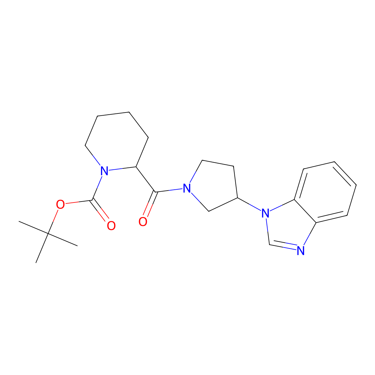 tert-butyl 2-(3-(1H-benzo[d]imidazol-1-yl)pyrrolidine-1-carbonyl)piperidine-1-carboxylate molecular structure, CAS 2034202-34-9