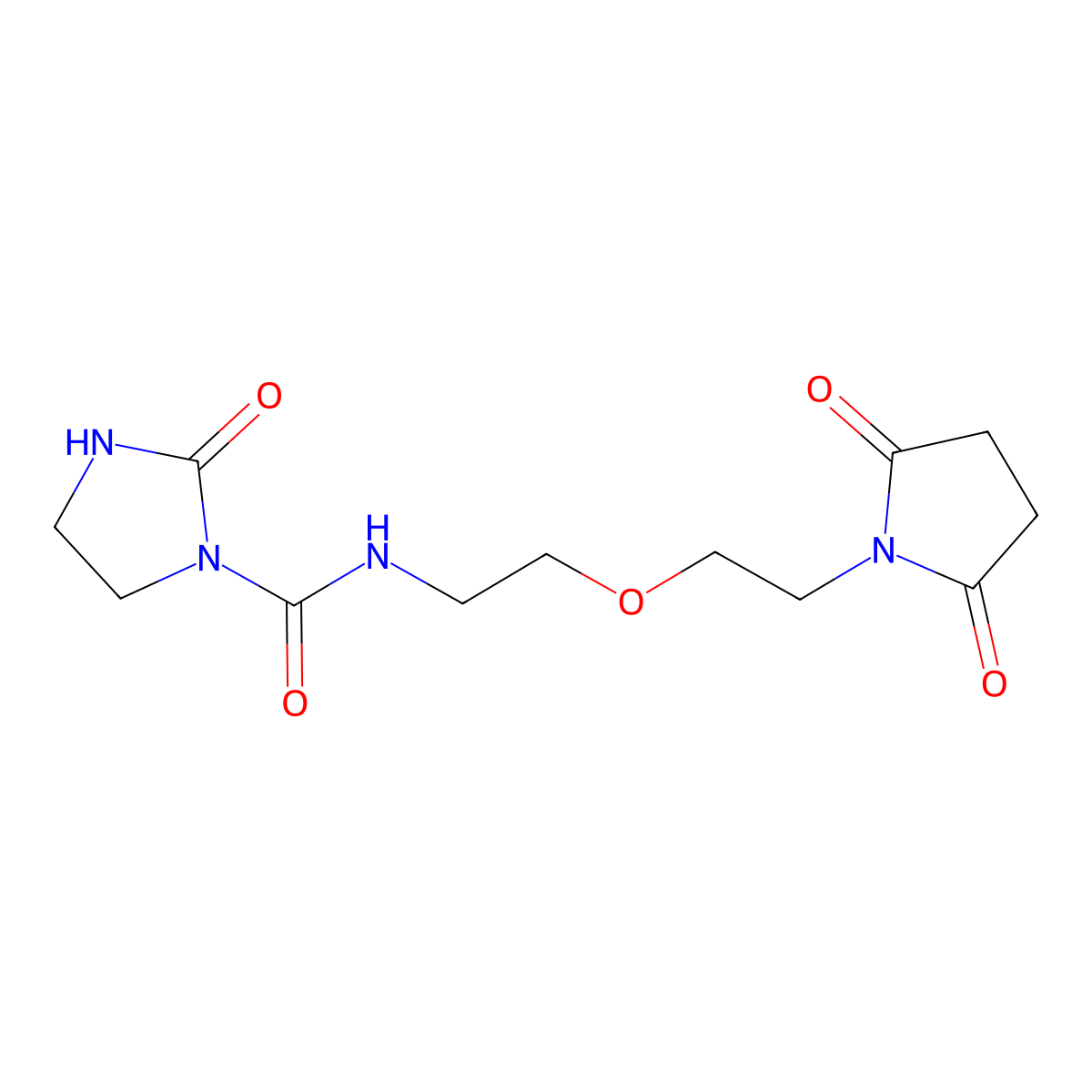 N-{2-[2-(2,5-dioxopyrrolidin-1-yl)ethoxy]ethyl}-2-oxoimidazolidine-1-carboxamide molecular structure, CAS 2034202-40-7