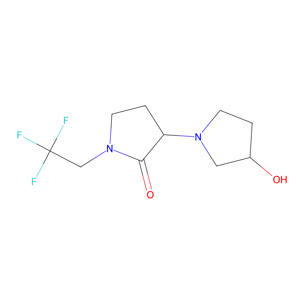 3-Hydroxy-1'-(2,2,2-trifluoroethyl)-[1,3'-bipyrrolidin]-2'-one molecular structure, CAS 2034202-45-2