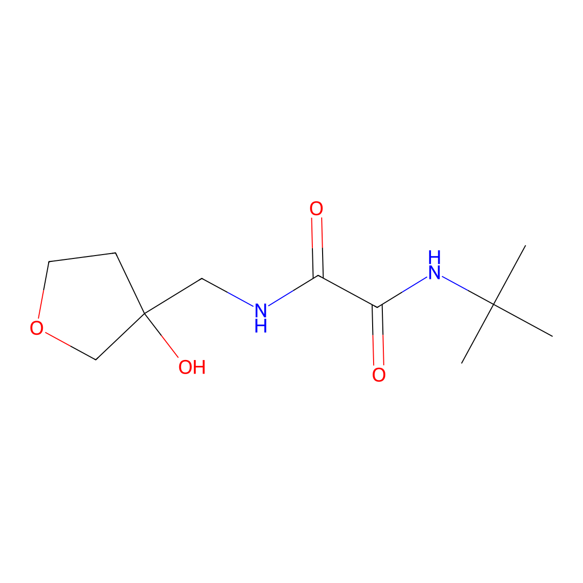 N1-(tert-butyl)-N2-((3-hydroxytetrahydrofuran-3-yl)methyl)oxalamide molecular structure, CAS 2034203-71-7