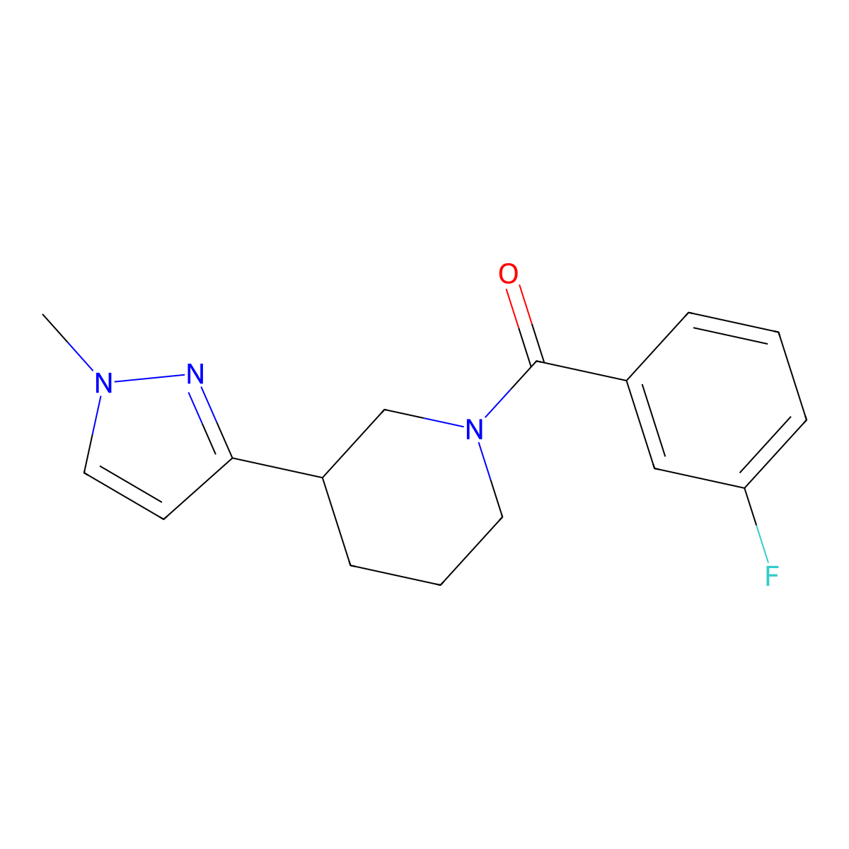 (3-fluorophenyl)(3-(1-methyl-1H-pyrazol-3-yl)piperidin-1-yl)methanone molecular structure, CAS 2034203-80-8
