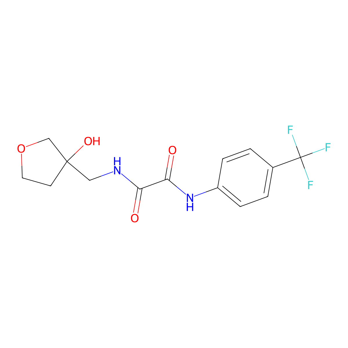N1-((3-hydroxytetrahydrofuran-3-yl)methyl)-N2-(4-(trifluoromethyl)phenyl)oxalamide molecular structure, CAS 2034203-89-7