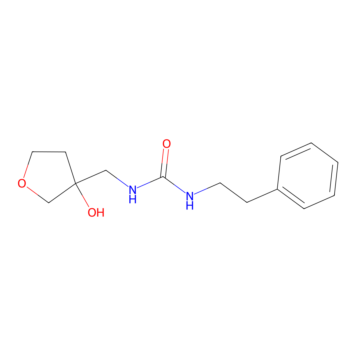 1-((3-Hydroxytetrahydrofuran-3-yl)methyl)-3-phenethylurea molecular structure, CAS 2034203-92-2