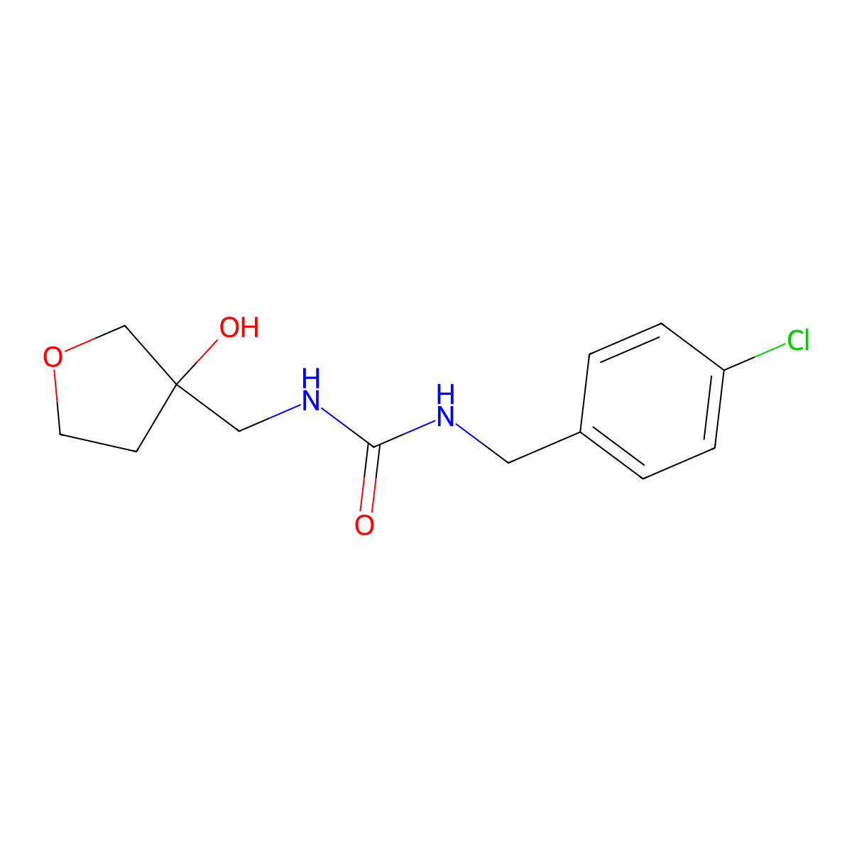1-(4-Chlorobenzyl)-3-((3-hydroxytetrahydrofuran-3-yl)methyl)urea molecular structure, CAS 2034204-02-7