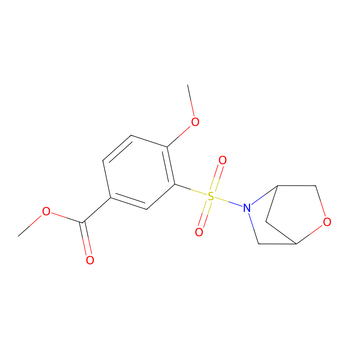 Methyl 3-(2-oxa-5-azabicyclo[2.2.1]heptan-5-ylsulfonyl)-4-methoxybenzoate molecular structure, CAS 2034204-04-9