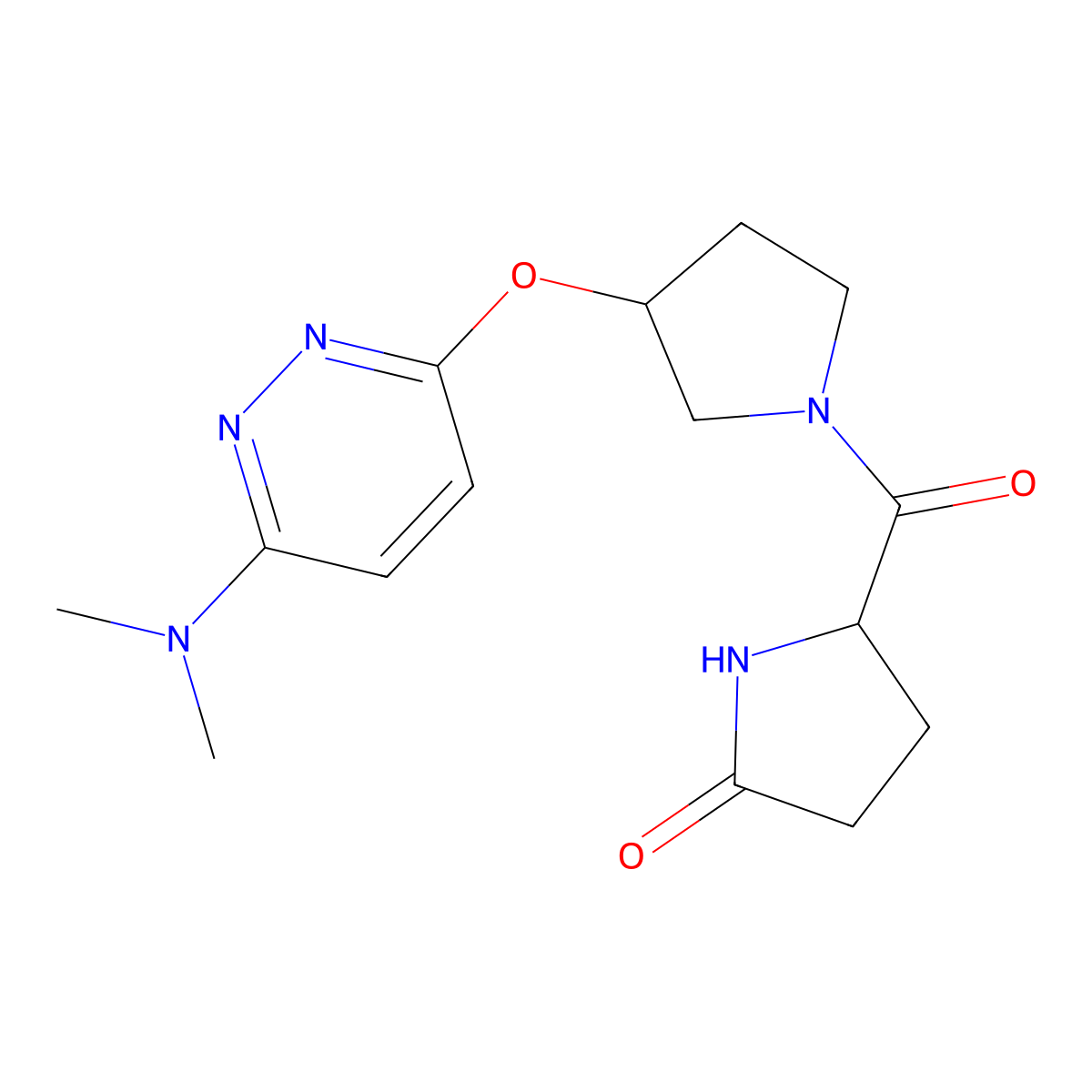 5-(3-((6-(Dimethylamino)pyridazin-3-yl)oxy)pyrrolidine-1-carbonyl)pyrrolidin-2-one molecular structure, CAS 2034204-06-1