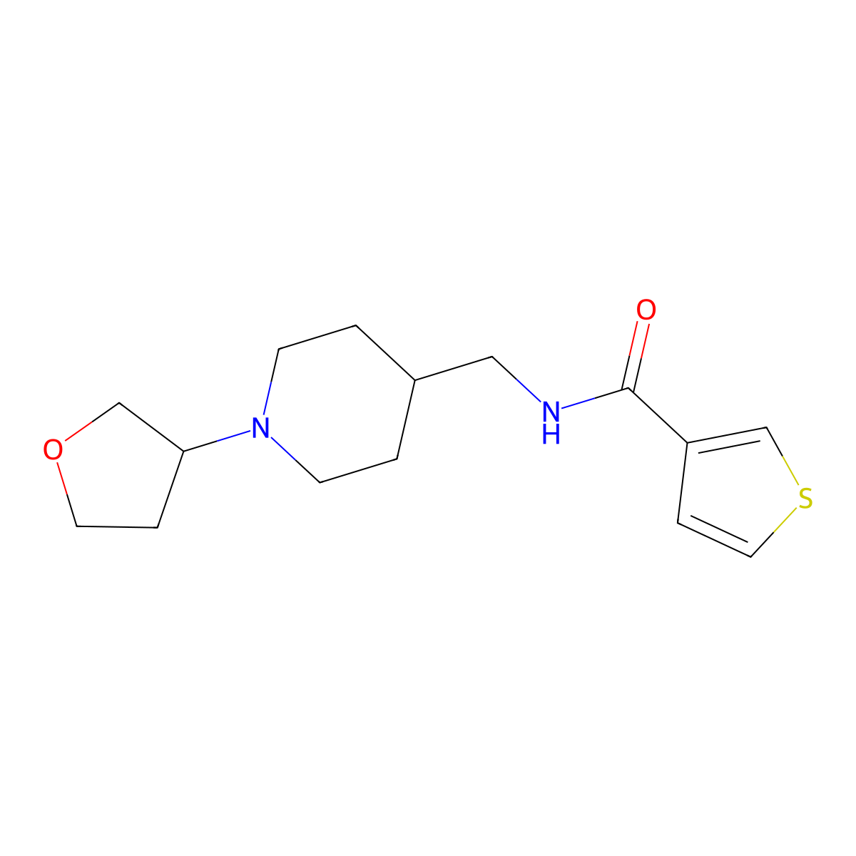 N-((1-(tetrahydrofuran-3-yl)piperidin-4-yl)methyl)thiophene-3-carboxamide molecular structure, CAS 2034204-11-8