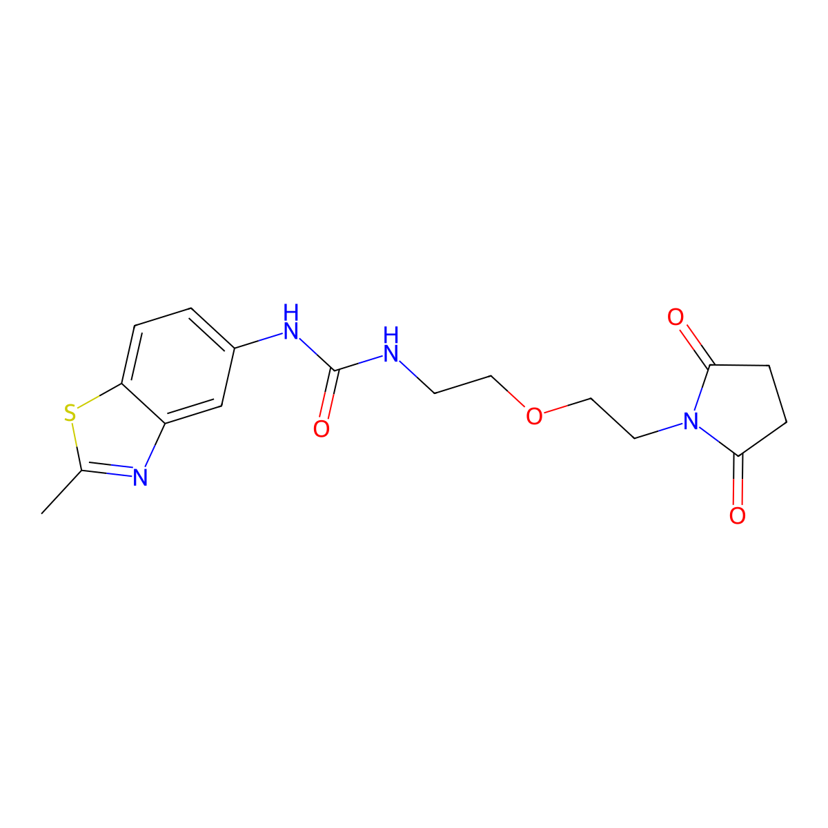 1-(2-(2-(2,5-Dioxopyrrolidin-1-yl)ethoxy)ethyl)-3-(2-methylbenzo[d]thiazol-5-yl)urea molecular structure, CAS 2034204-31-2