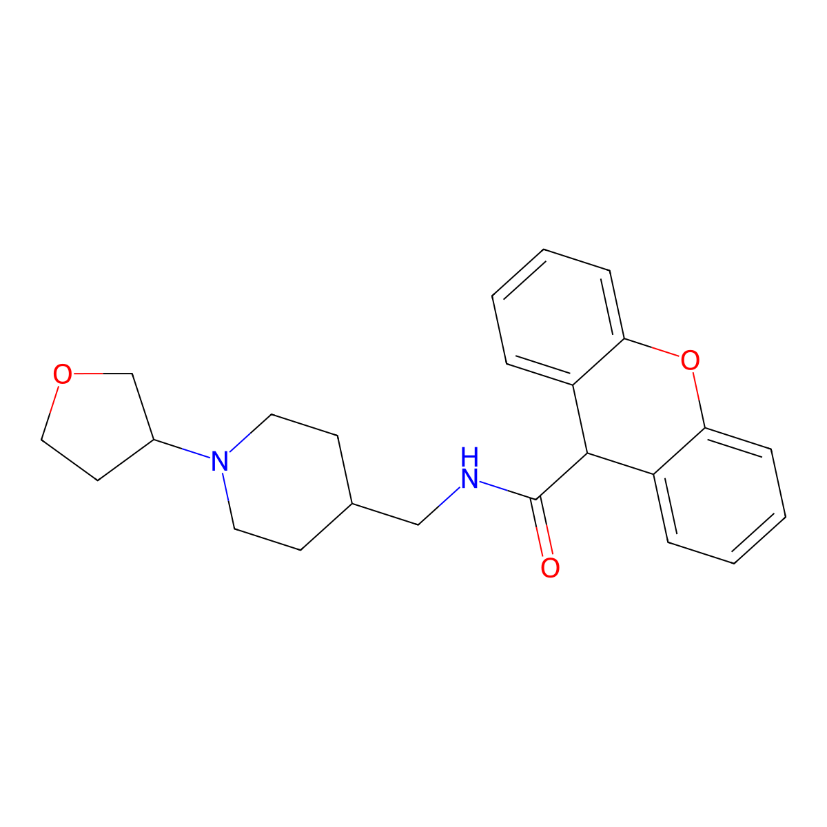 N-((1-(tetrahydrofuran-3-yl)piperidin-4-yl)methyl)-9H-xanthene-9-carboxamide molecular structure, CAS 2034204-37-8