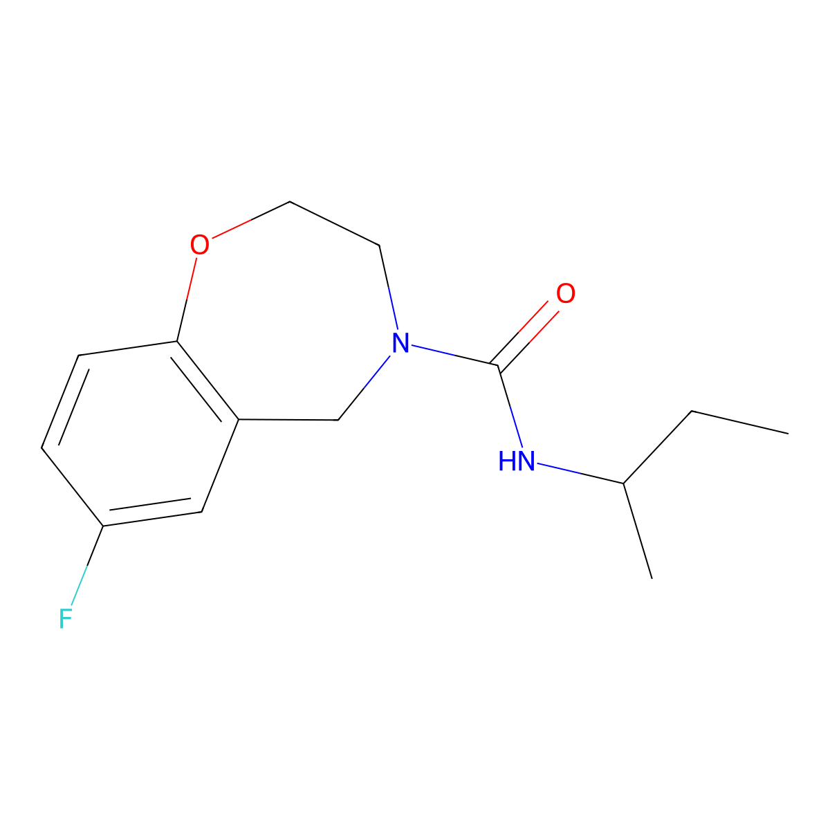 N-(sec-butyl)-7-fluoro-2,3-dihydrobenzo[f][1,4]oxazepine-4(5H)-carboxamide molecular structure, CAS 2034204-38-9
