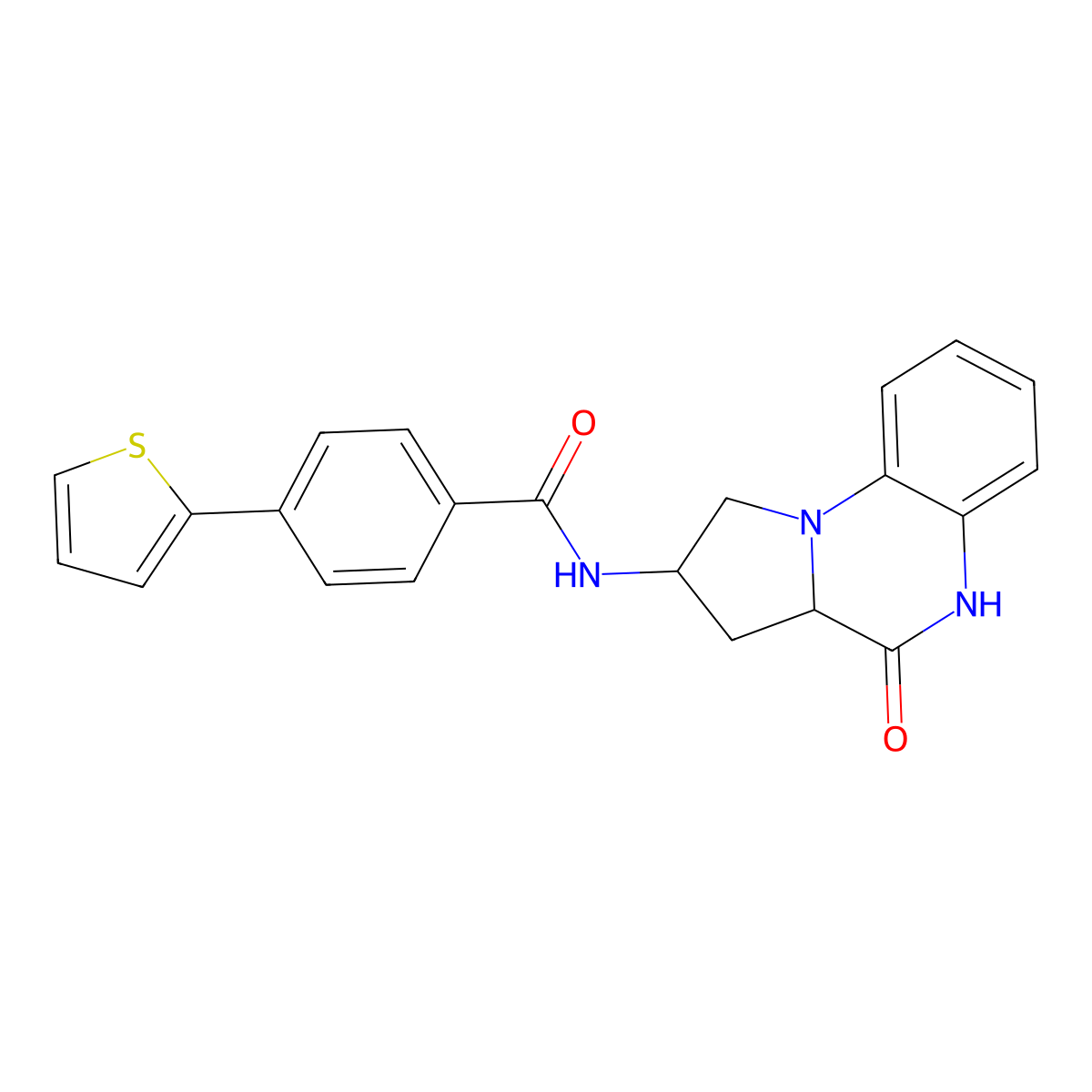 N-(4-oxo-1,2,3,3a,4,5-hexahydropyrrolo[1,2-a]quinoxalin-2-yl)-4-(thiophen-2-yl)benzamide molecular structure, CAS 2034204-45-8