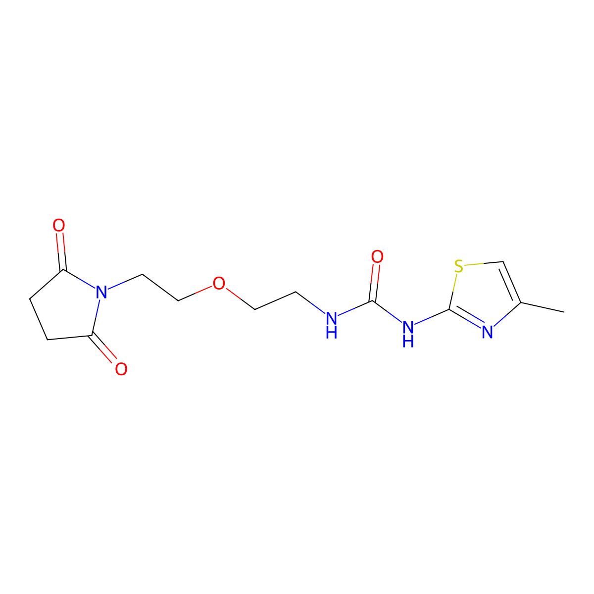 1-(2-(2-(2,5-Dioxopyrrolidin-1-yl)ethoxy)ethyl)-3-(4-methylthiazol-2-yl)urea molecular structure, CAS 2034204-48-1