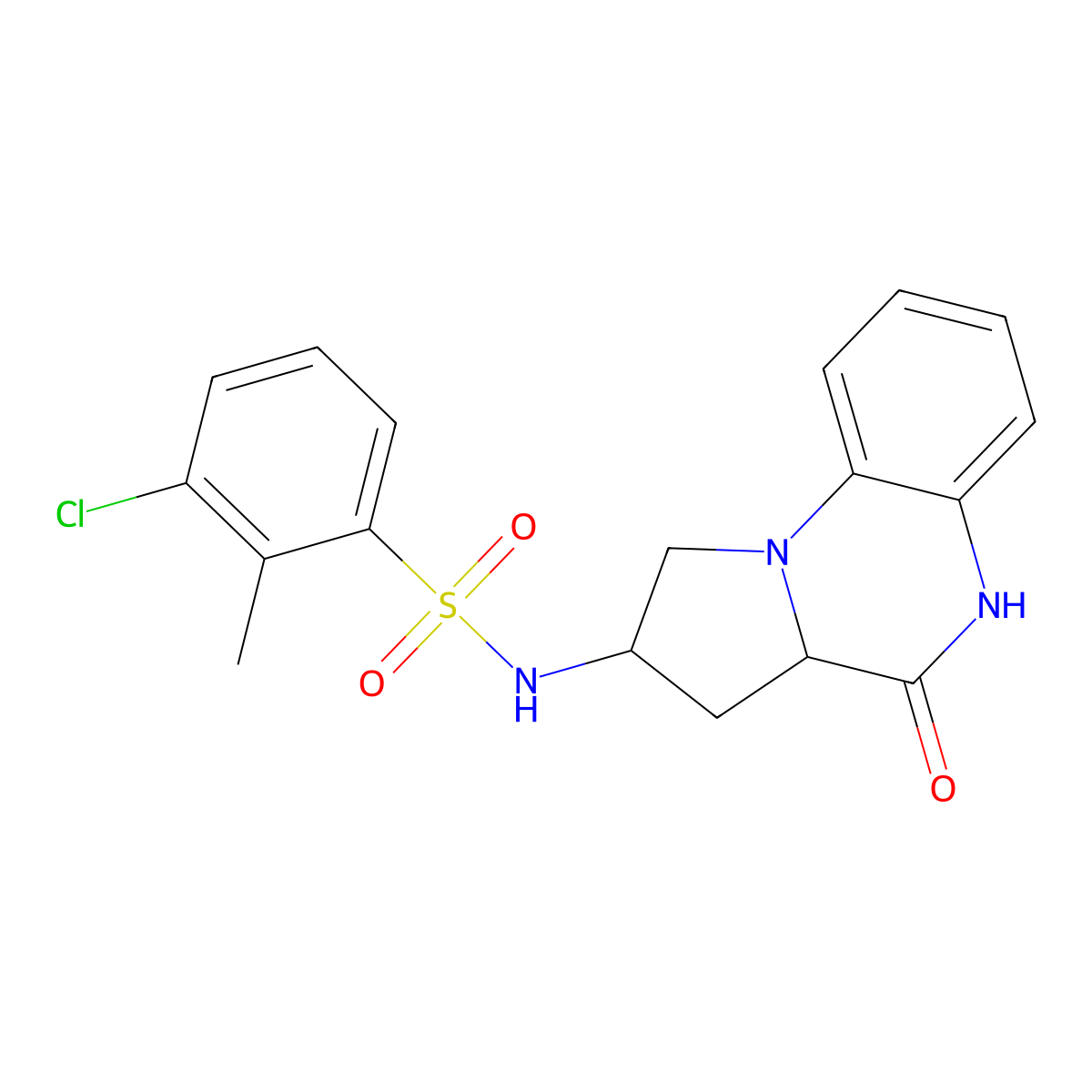 3-chloro-2-methyl-N-(4-oxo-1,2,3,3a,4,5-hexahydropyrrolo[1,2-a]quinoxalin-2-yl)benzenesulfonamide molecular structure, CAS 2034204-60-7