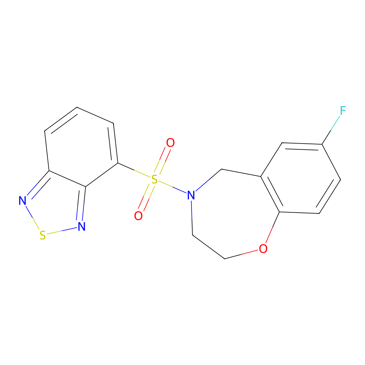 4-(Benzo[c][1,2,5]thiadiazol-4-ylsulfonyl)-7-fluoro-2,3,4,5-tetrahydrobenzo[f][1,4]oxazepine molecular structure, CAS 2034204-62-9