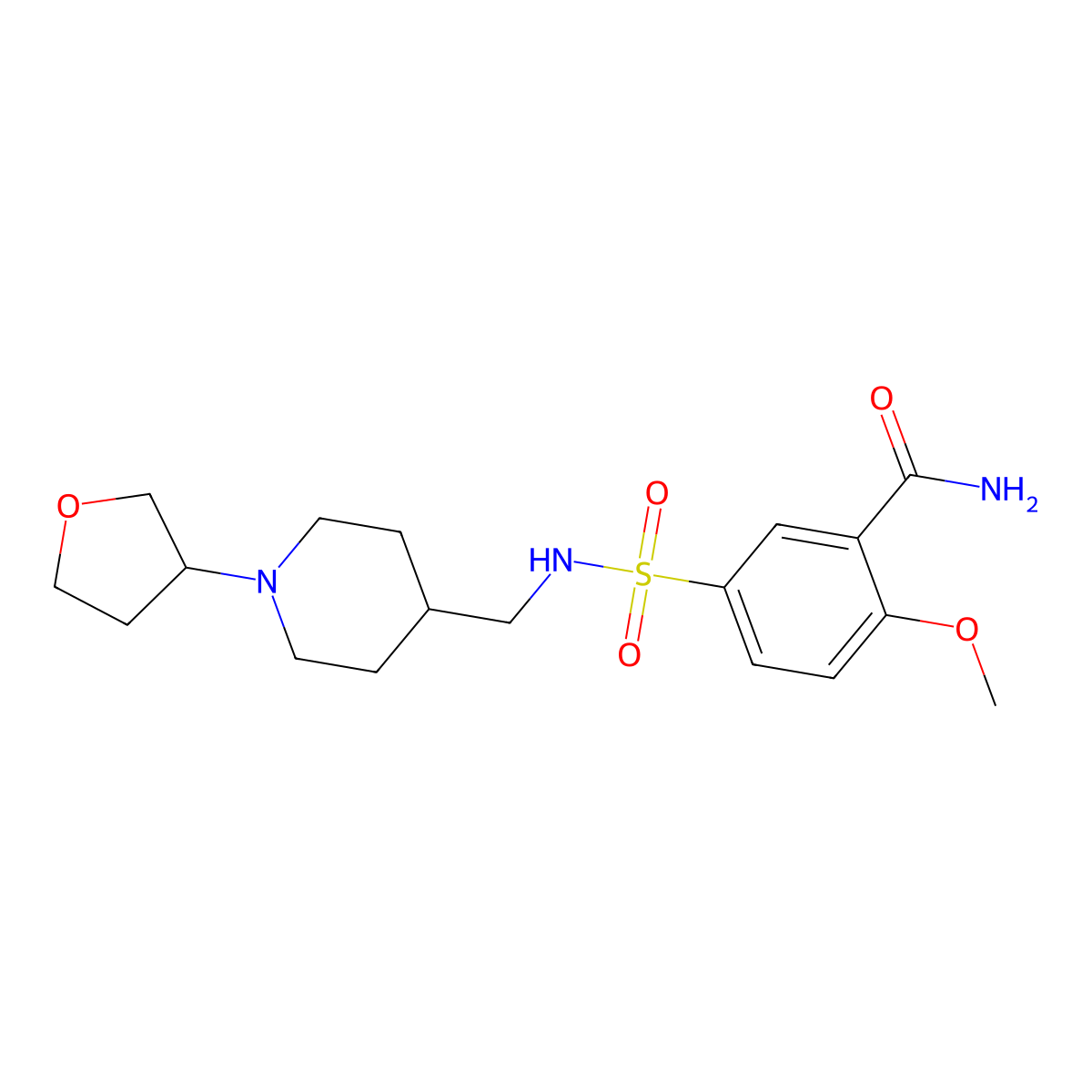 2-methoxy-5-(N-((1-(tetrahydrofuran-3-yl)piperidin-4-yl)methyl)sulfamoyl)benzamide molecular structure, CAS 2034204-82-3