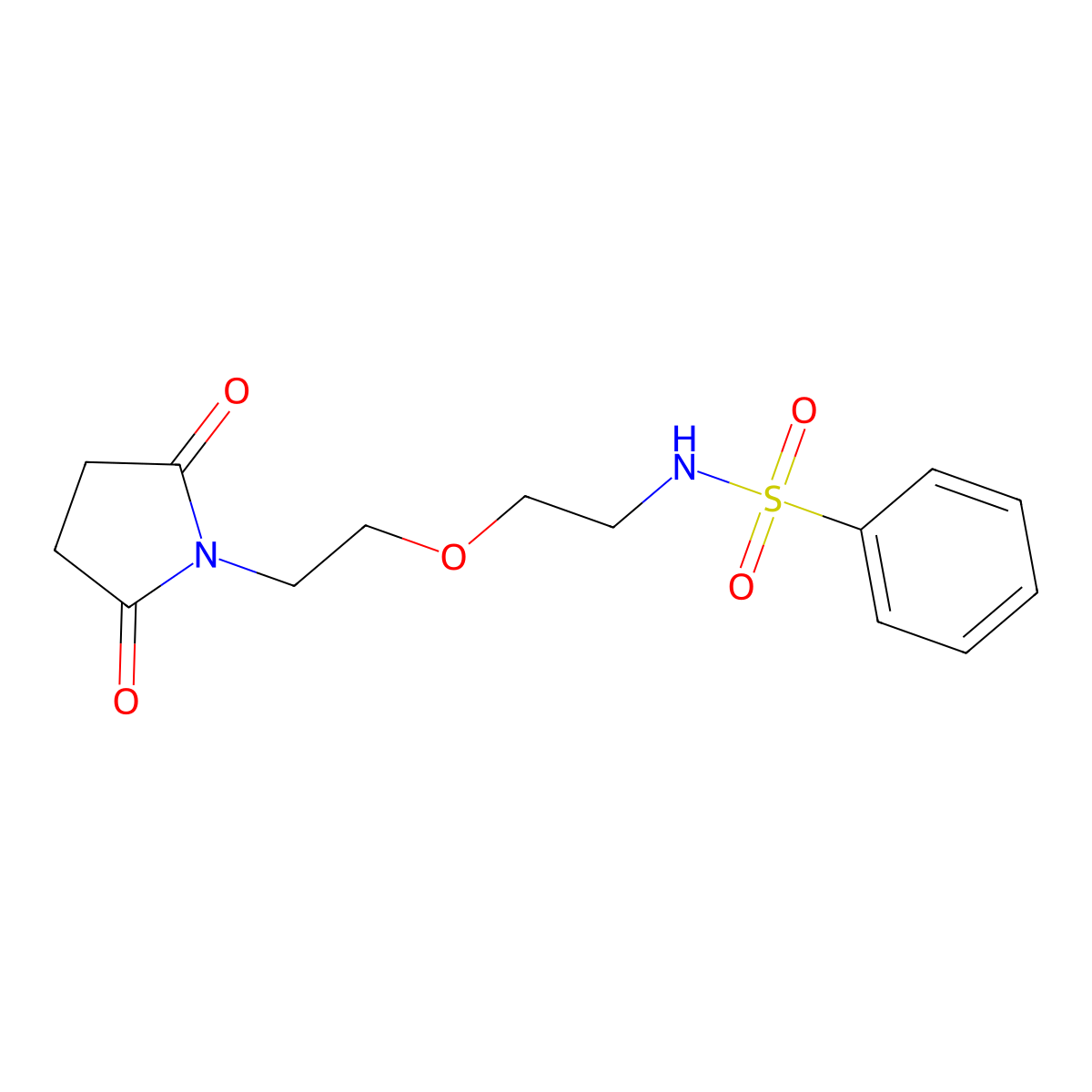 N-(2-(2-(2,5-dioxopyrrolidin-1-yl)ethoxy)ethyl)benzenesulfonamide molecular structure, CAS 2034204-85-6