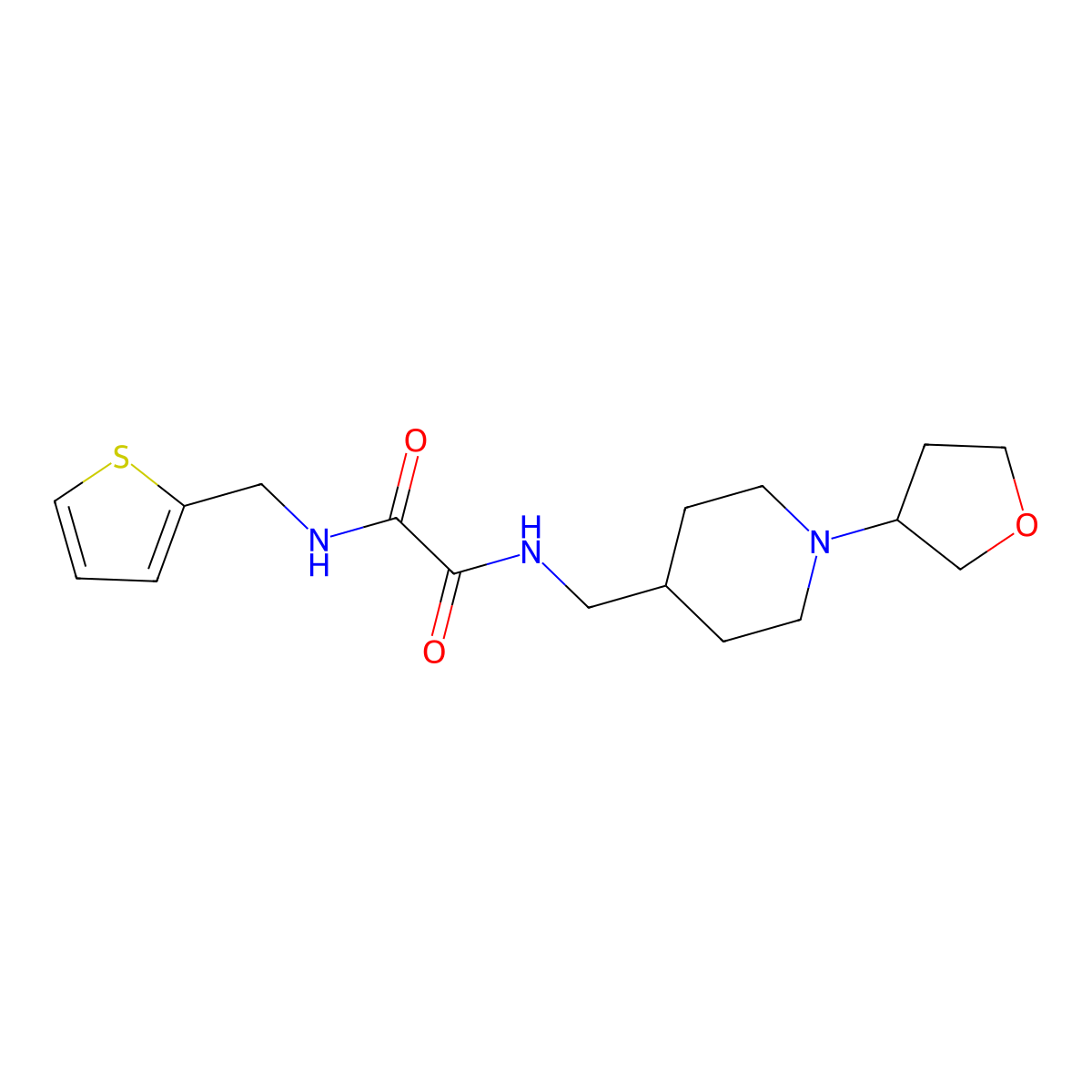 N1-((1-(tetrahydrofuran-3-yl)piperidin-4-yl)methyl)-N2-(thiophen-2-ylmethyl)oxalamide molecular structure, CAS 2034204-92-5