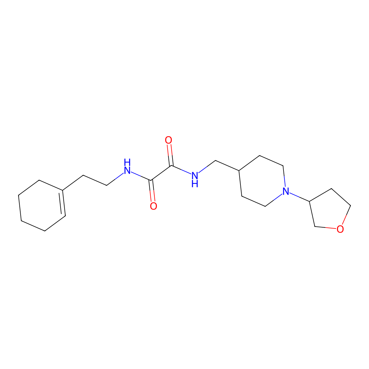 N1-(2-(cyclohex-1-en-1-yl)ethyl)-N2-((1-(tetrahydrofuran-3-yl)piperidin-4-yl)methyl)oxalamide molecular structure, CAS 2034204-97-0