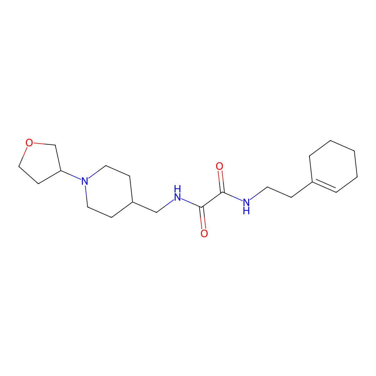 N1-(2-(cyclohex-1-en-1-yl)ethyl)-N2-((1-(tetrahydrofuran-3-yl)piperidin-4-yl)methyl)oxalamide molecular structure, CAS 2034204-97-0