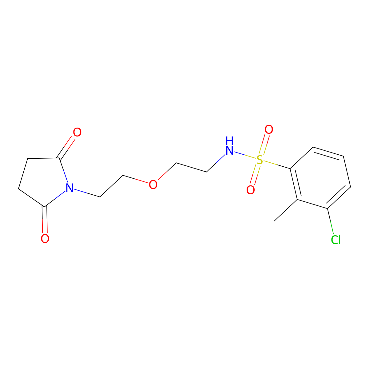 3-chloro-N-(2-(2-(2,5-dioxopyrrolidin-1-yl)ethoxy)ethyl)-2-methylbenzenesulfonamide molecular structure, CAS 2034204-98-1